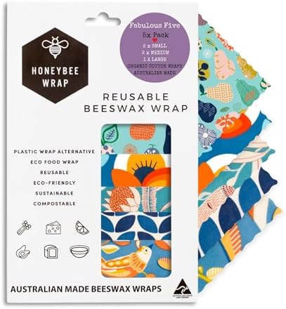 Honeybee Reusable Beeswax Wrap 5Pack & Poppy 40 Inch Roll image 5