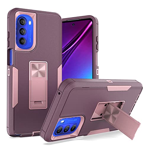 IVY 2in1 PC TPU Full Body Protective Case Cover for Motorola Moto G Stylus 2022 (5G) with Stand, Car Magnetic Suction, Screen&Camera Protection - Violet&Pink