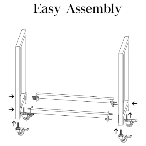 Portale di legna da ardere con ruote bloccabili, organizzatore di stoccaggio in legno resistente per camino, supporto per tronchi da esterno portatile, carrello d'acciaio resistente alla ruggine del m