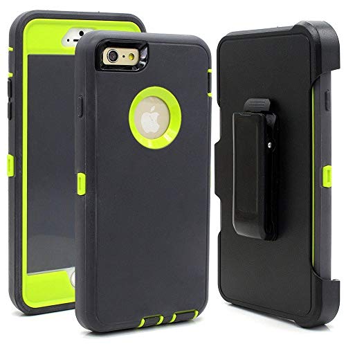 iPhone 6 Case, iPhone 6s [Heavy Duty Protection] [with Kickstand] 4 in 1 Rugged Shockproof Cover Holster Case with Built-in Screen Protector for Apple iPhone 6/6S (Dark Grey/Green)
