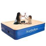 SootheRest Queen Air Mattress with Built-in Pump, 19' Foldable Airbed with 2 Valves, Double High Self Inflation Deflation Adjustable Blow Up Guest Bed for Portable Camping,Home, Travel, 650lbs MAX