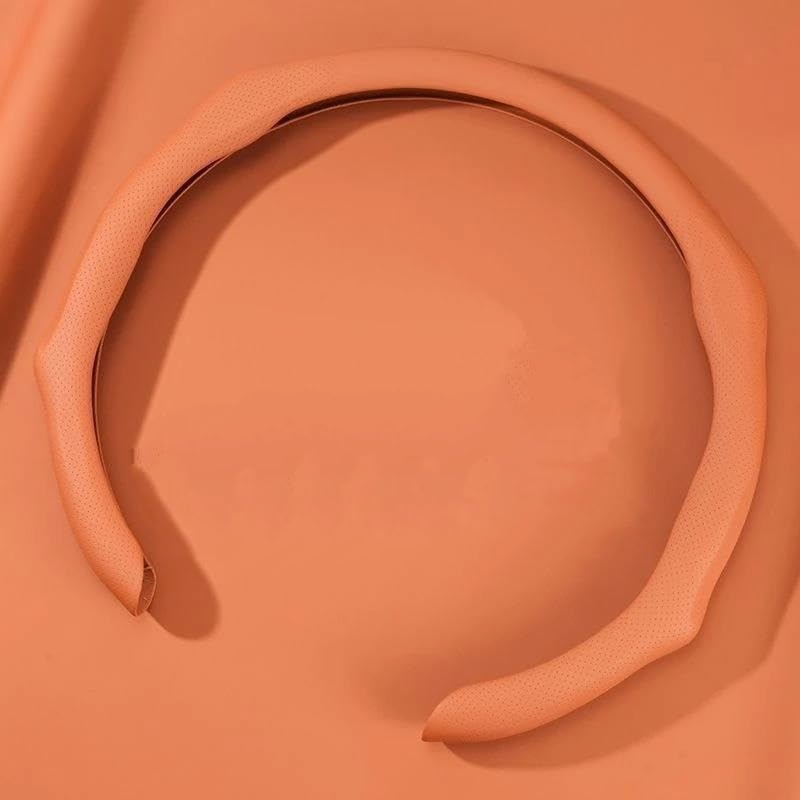 Volante Protector Volante Coche Manillar Cuero Alta Gama Todas Las Estaciones Universal Ultrafino Antideslizante Y Absorbente Sudor Juego Cubierta(Naranja)