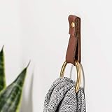 KEYAIIRA - Small Leather Wall Hook, wall hanging strap towel hook for wall leather loop strap for sc