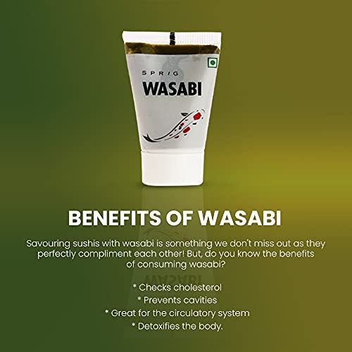 Image of S P R I G Sprig Wasabi | Made with Real Wasabi | Paste of Japanese Horseradish | Extra Hot | No artificial colours, flavours or fillers | Use with Sushi, Sashimi & Soba | 50 g (Pack of 2)