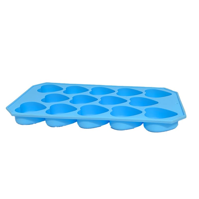 Cute Blue Heart Ice Cube Tray Silicone, Novelty Love Heart Ice Mold for Iced Coffee, Cocktails & Party Drinks, Aesthetic Kitchen Gadgets, 21.5x11x2cm