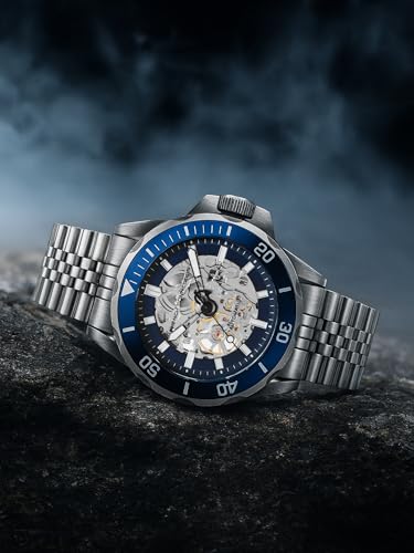 Image of French Connection See Through Dark Blue Round Dial with Stainless Steel Strap Automatic Watch for Mens - FCA22USM