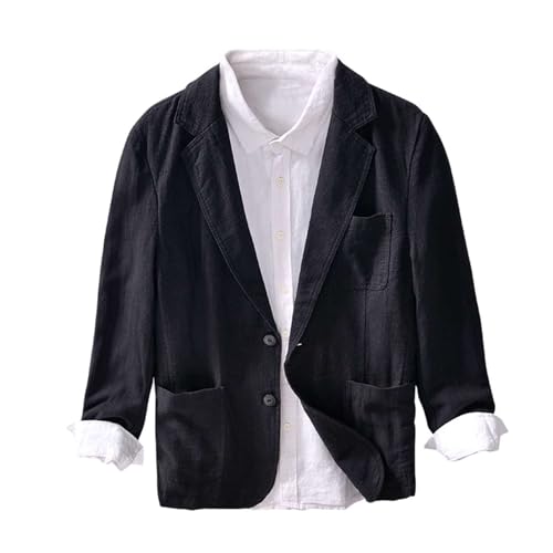Icegrey Men's Casual Blazer Jacket Regular Fit Polyester Linen Sports Coat Turn-Down Collar Suit Jackets Two Button
