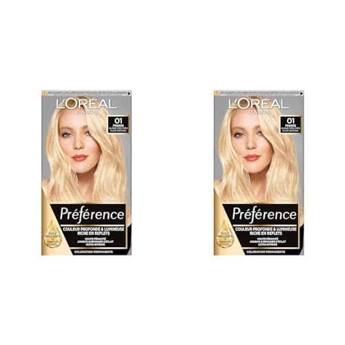 L'Oréal Paris Préférence Coloration Permanente Cheveux, Nuance : Prague (01), Blond Très Très Clair Naturel (Lot de 2)