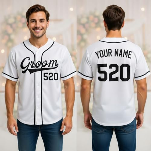 Custom Baseball Jersey - Personalized Groom Groomsmen Best Man Jersey, Bachelor Party Wedding Bride and Groom Shirts miniatura 2