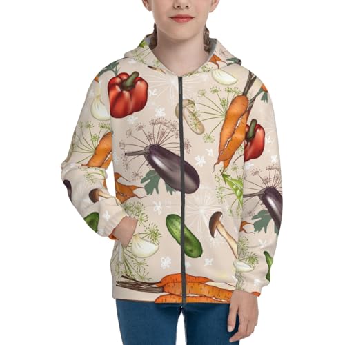 Cute Vegetables Kid Hoodies Boys Zip Up Sweatshirts Girls Pullover with Pocket3