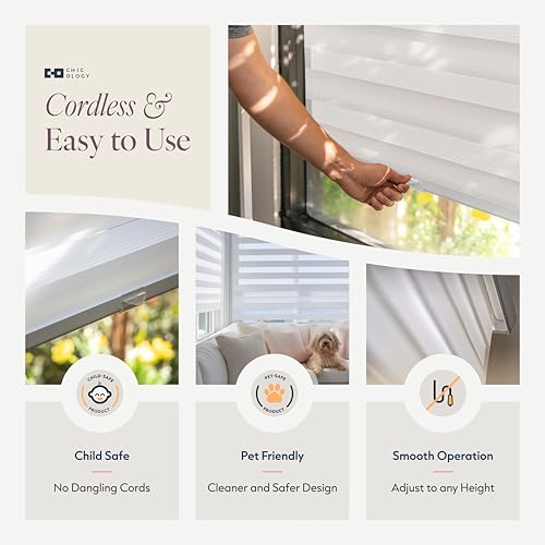 CHICOLOGY Zebra Blinds Cordless, Light Filtering, White Shade, 25W x 72H by CHICOLOGY - Image 4
