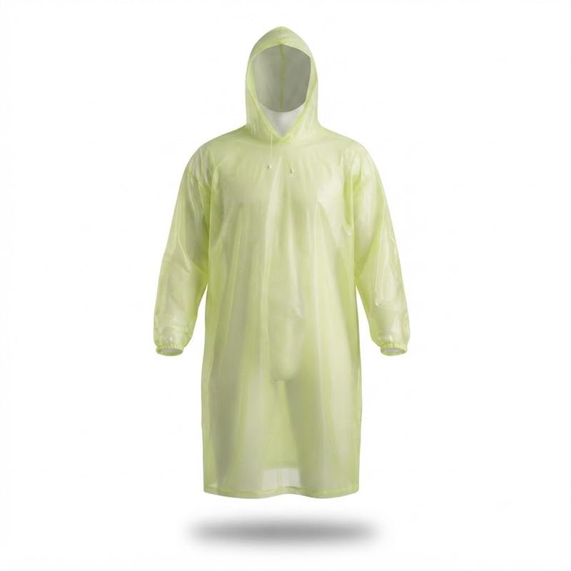 elevea 𝟏 𝐘𝐞𝐚𝐫 𝐖𝐚𝐫𝐫𝐚𝐧𝐭𝐲 Hooded Waterproof EVA Rain Poncho, Lightweight Reusable Long Raincoat for Men & Women with Adjustable Hood for Camping & Outdoor Activities-picture-1
