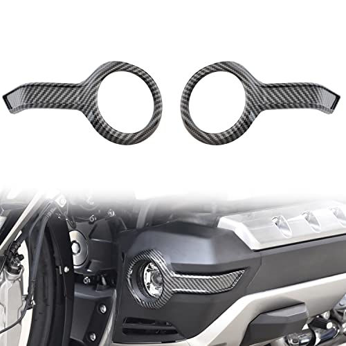 VEISUTOR Fog Lamp Trim for Gold Wing, Carbon Fiber Pattern Fog Lights Trim Fog Lights Bezel Decorative Frame for Honda Gold Wing Tour GL1800 Motorcycle 2018-2024 Accessories