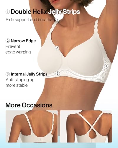 Cooling Fabric Bra Women Seamless Wireless Bra Smooth Comfort Coverage V Neck Bralette Summer 34A-38C3