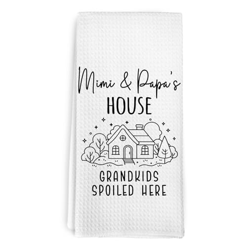 cvjutf Mimi and Papa Mothers Fathers Day Christmas Birthday Gifts Kitchen Towels for Grandma Grandpa from Grandkids, House Warming Gifts for Mimi and Papa, Grandma Grandpa Hand Tea Dish Towels,16x24in