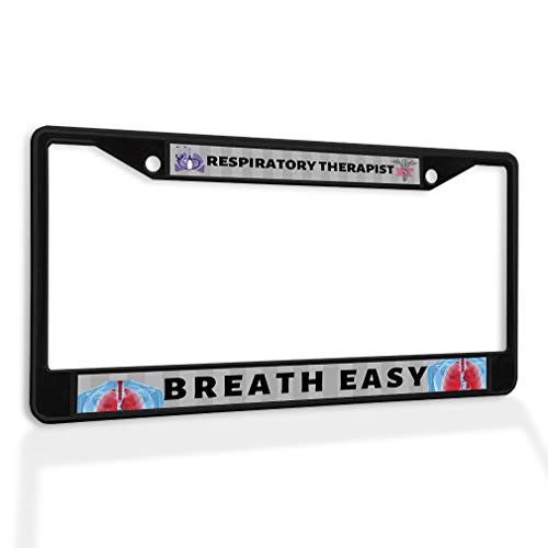 respiratory license plate frame - Fastasticdeals Metal Insert License Plate Frame Respiratory Therapist Breath Easy Weatherproof Car Accessories Black 2 Holes Solid Insert