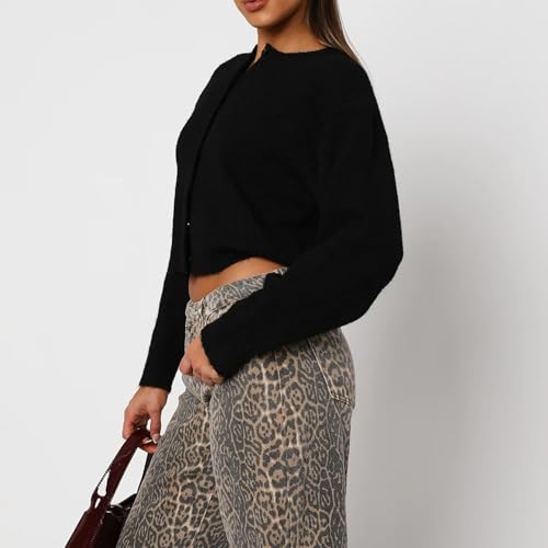 Image of Women's Cardigans Button Down Solid Color Knit Sweater Shirt Lady Lightweight Jackets Fall Winter Outfits