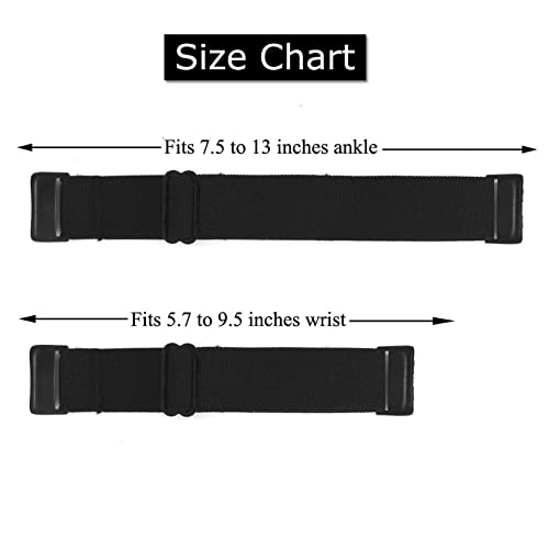 Grestun 調節可能なゴムバンド2個パック 手首と足首用バンド 三グライドスライダー付き Fitbit Charge 5/6用 伸縮性バンド 男女兼用 ブラック Mサイズ