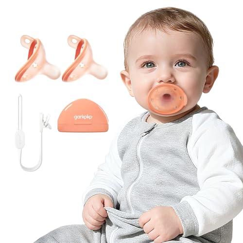 Image of Garkoko 2-Pack Newborn Pacifiers with Clip & Case, 0-6 Months, Breastfeeding Pacifier, Non-Touch Face, Food-Grade Silicone, Hygiene Kit for Babies