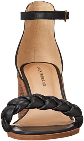 Lucky Brand Women's Sertini Ankle Strap Sandal Heeled, Black, 10 | Image 1