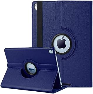 New smart 360 degrees rotating Apple iPad 10.2 inch case for iPad 9th Generation 2021, 8th Gen 2020 & 7th Gen 2019. Genuine PU Leather Stand Cover with Auto on and off screen light (Blue)