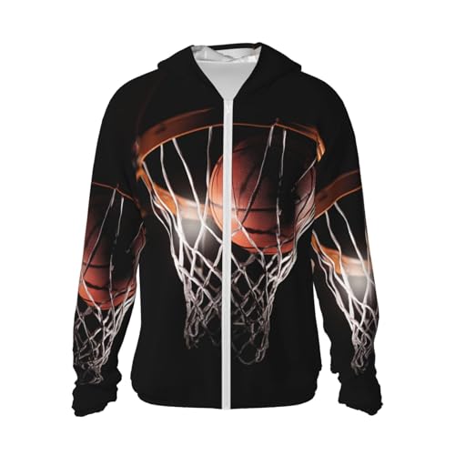 UPF 50+ Sun Protection Hoodie Rash Guard Long Sleeve Sun Shirt Basketball UV Shirt Full Zip Jacket