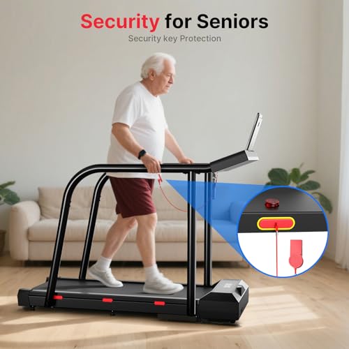Yesoul Walking Treadmill with Long Handles for Seniors, Treadmills for Home 300 lbs Capacity, Recovery Fitness Exercise Machine with Stable and Safe Structural Design, Large LED Display for Elderly - Thumbnail 4