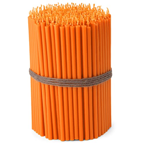 Bougies orange sans suie NKlaus fines en cire de paraffine 16 cm boîte de 250 pièces 36109
