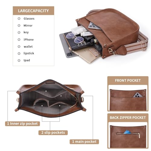 Image of Crossbody Bag Women Vegan Leather Hobo Handbag Trendy Crossbody Shoulder Bag Purses For Women with 2 Adjustable Strap