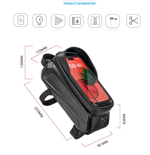 KAnduo Bike Phone Mount Bag: Waterproof EVA Front Frame Bag with Rain Cover – Top Tube Handlebar Pouch for Phones Up to 6.8” – Essential Bike Accessory - Image 3