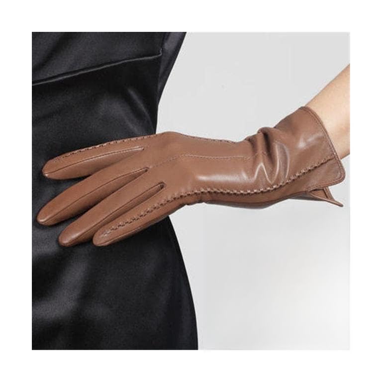 Guantes de Invierno Guantes Elegantes de Cuero Genuino para Mujer, Guantes de conducción de Piel de Cabra con Forro de Seda Fina, Guante Femenino de Tendencia novedosa