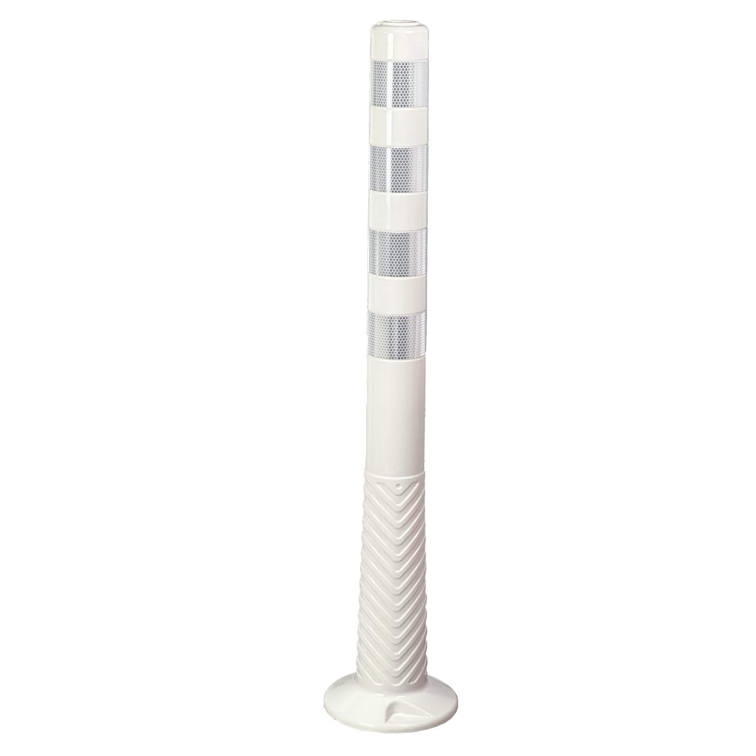 UvV-Reflex Absperrpfosten, Poller 75 oder 100 cm hoch, flexibel weiß, weiße RA2C Folie, reflektierend, selbstaufrichtend inkl. Befestigungsmaterial und Schrauböse (1, 100cm)