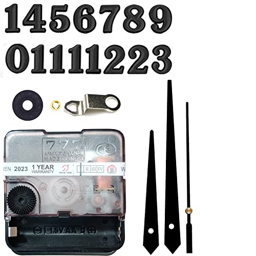 Image of 12 Pcs Arabic Mirrored Acrylic Numerals Movement Machine 22mm for Wood Resin Marble Clock Fancy Needles Pack 2 (Black D0)