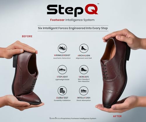 Image of LOUIS STITCH Men's Formal Lace-up Oxford Shoes for Men | Solid Design | Ideal for Formal, Business Casual, and Parties (LSRGOXRW-)