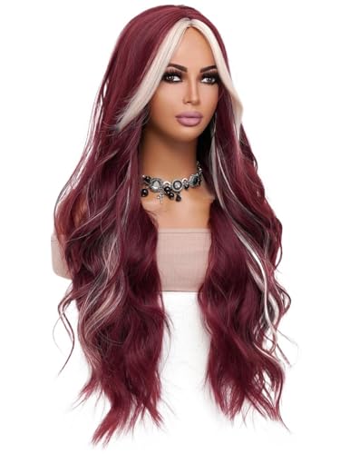 Highlighted Long Loose Wig 34 Inches With Center Part Bangs