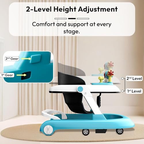 Image of StarAndDaisy Baby Walkers for 6-24 Month Baby Boy Girl /Walker for Kids for 1 Years with Adjustable Height, Musical Tray /Walker for Baby /Kids with Brakes Prevant from Falling (Tiny-Blue-White)