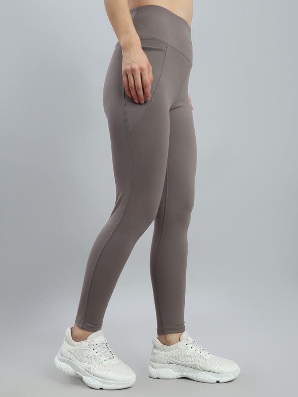 Image of GO COLORS Solid Nylon Stretch Ankle Length Training Tights | High Rise, Side Pockets