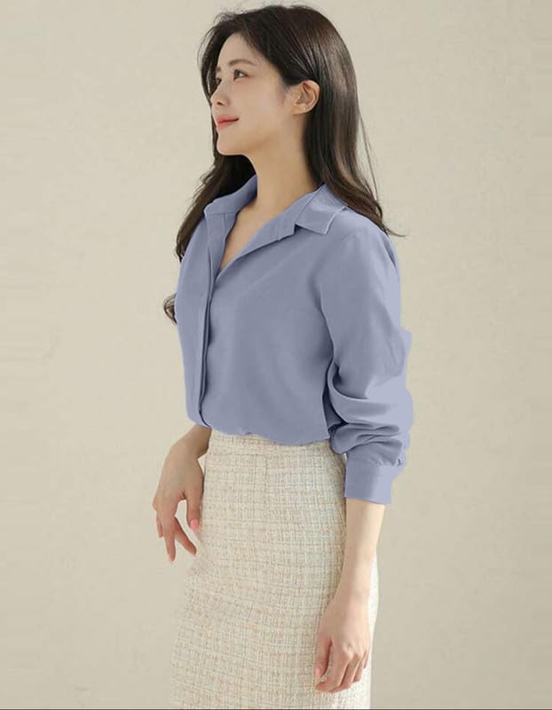 Image of Women's Regular Fit Korean Style Shirts | Stylish Western Shirt with Concealed Placket | Casual & Office Wear Shirt for Women