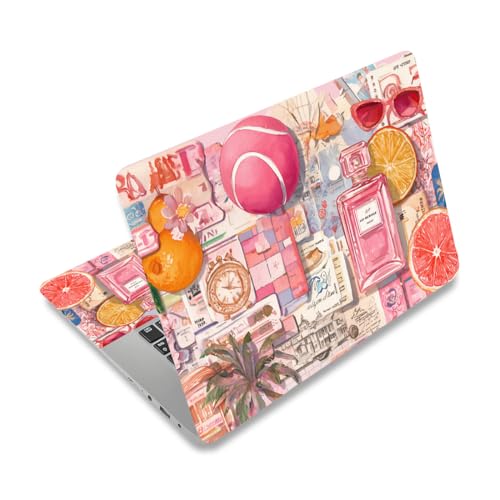 PLIGREAT Adesivi per laptop modello collage rosa cutable dimensione universale adatto per laptop da 12 13 13.3 14 15 pollici laptop stile estivo rimovibile impermeabile notebook decalcomanie arte