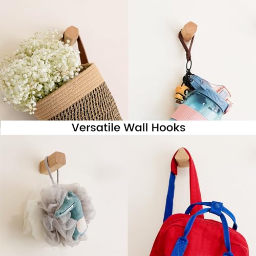 Cuwuu'S GH-02 Modern Wood Wall Hooks 4 Pack Coat Hooks Natural Wooden Rack Mounted In Bathroom Entryway For Hanging Clothes Towels Backpacks Hats Keys Wood Wall Decor Hooks thumb #1