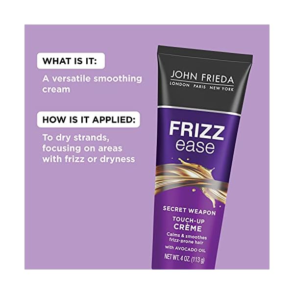 John Frieda Frizz Ease Secret Weapon Anti-Frizz Styling Cream, Frizz Control Touch-Up Crème with Avocado Oil, Helps to Calm and Smooth Frizz-prone Hair, 4 Ounce