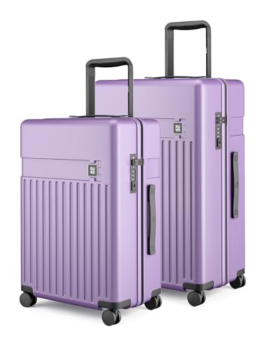 Image of EUME Classic Check-in Medium 65 Cm and Check-in Large 75 Cm Luggage Trolley Bags for Travel - Set of 2 (Violet Ash) | Polycarbonate (PC) 8 Hinomoto Wheels Suitcase | Travel Bags for Luggage Trolley