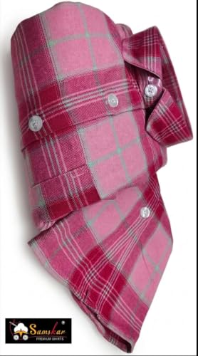 Image of Pink Checks /Men's Pink Plaid Flannel Shirt Boxy Fit