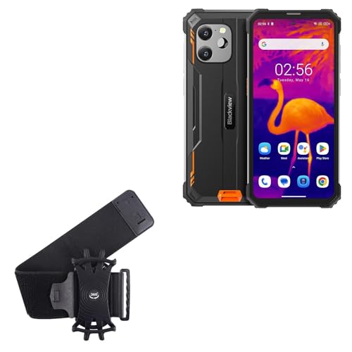 BoxWave Holster Compatible with Blackview BV8900 - ActiveStretch Sport Armband, Adjustable Armband for Workout and Running - Jet Black