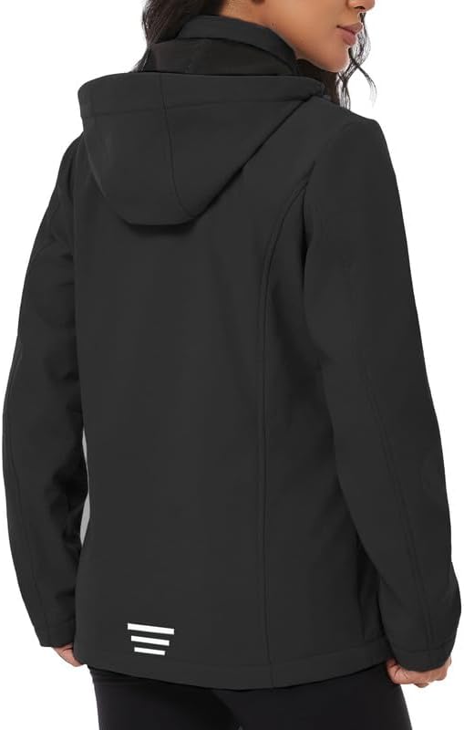 KVE Women's Softshell Jacket Light Hooded Windproof Coat Insulated Windbreaker for Outdoor Hiking - Image 2