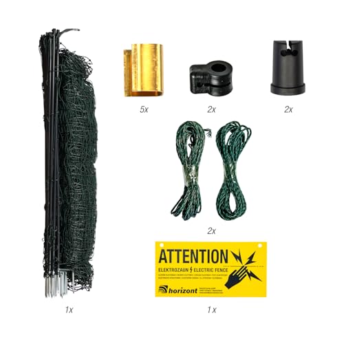 horizont Hundezaun easyLine 50 m – 105 cm hoch – Elektrozaun mit 14 PVC-Pfählen & Doppelspitze – mobiler Steckzaun für Hunde – Begrenzungszaun grün – Weidezaun elektrifizierbar