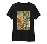 Vintage Japanese Giant Tiger Fighting Dragon Asian Ukiyo-e Premium Tri-blend T-Shirt
