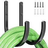songsoso Garden Hose Holder Wall Mount - Aluminum Hose Hanger for Outside, Durable Wall-Mounted Hooks for Garden & Outdoor Use（2 Hooks）