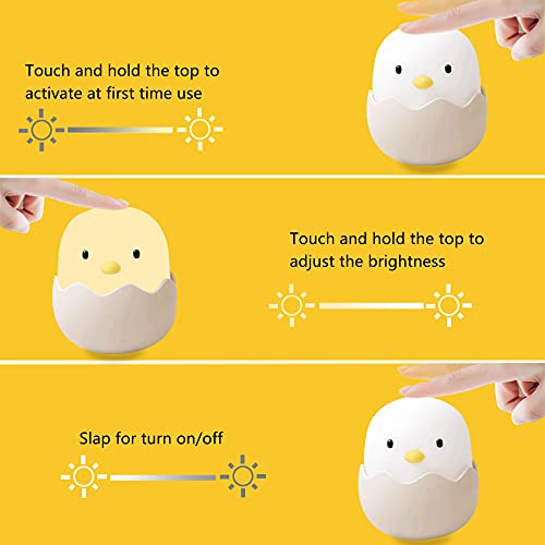 Qanyi Egg Nightlight For Baby Nursery, Soft Kawaii Small Chicken Table Lamp With Rechargeable And Dimmable, Silicone Touch Sensor Birthday Gift Ideas For Baby Toddler Newborns Children Girls #TOP2