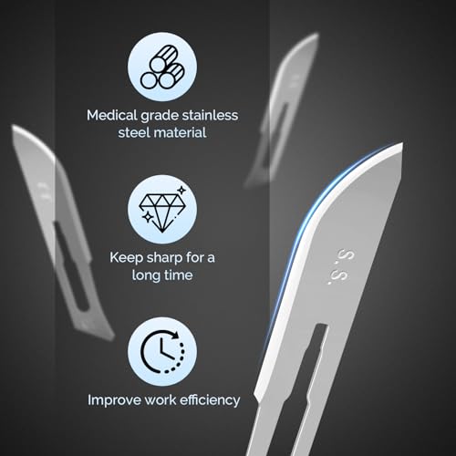 Image of JMU 100pcs Sterile Surgical Blades #10, Stainless Steel Scalpel Blades, Individually Foil Wrapped